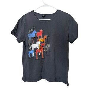 Sabaku Artwear Womens Horse Graphic Shirt Size S Artsy Equestrian Animal